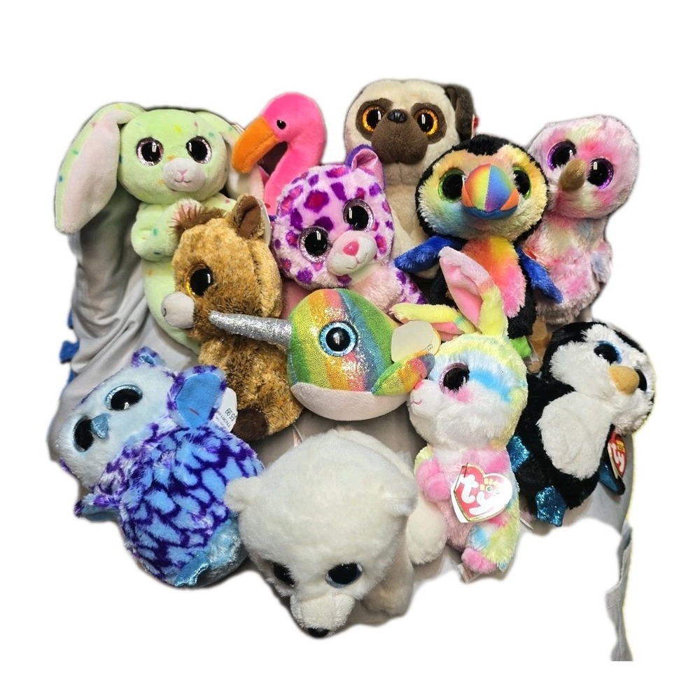 TY Mixed Lot Plush Lot Of 12 Multicolor  Bears Birds Dog